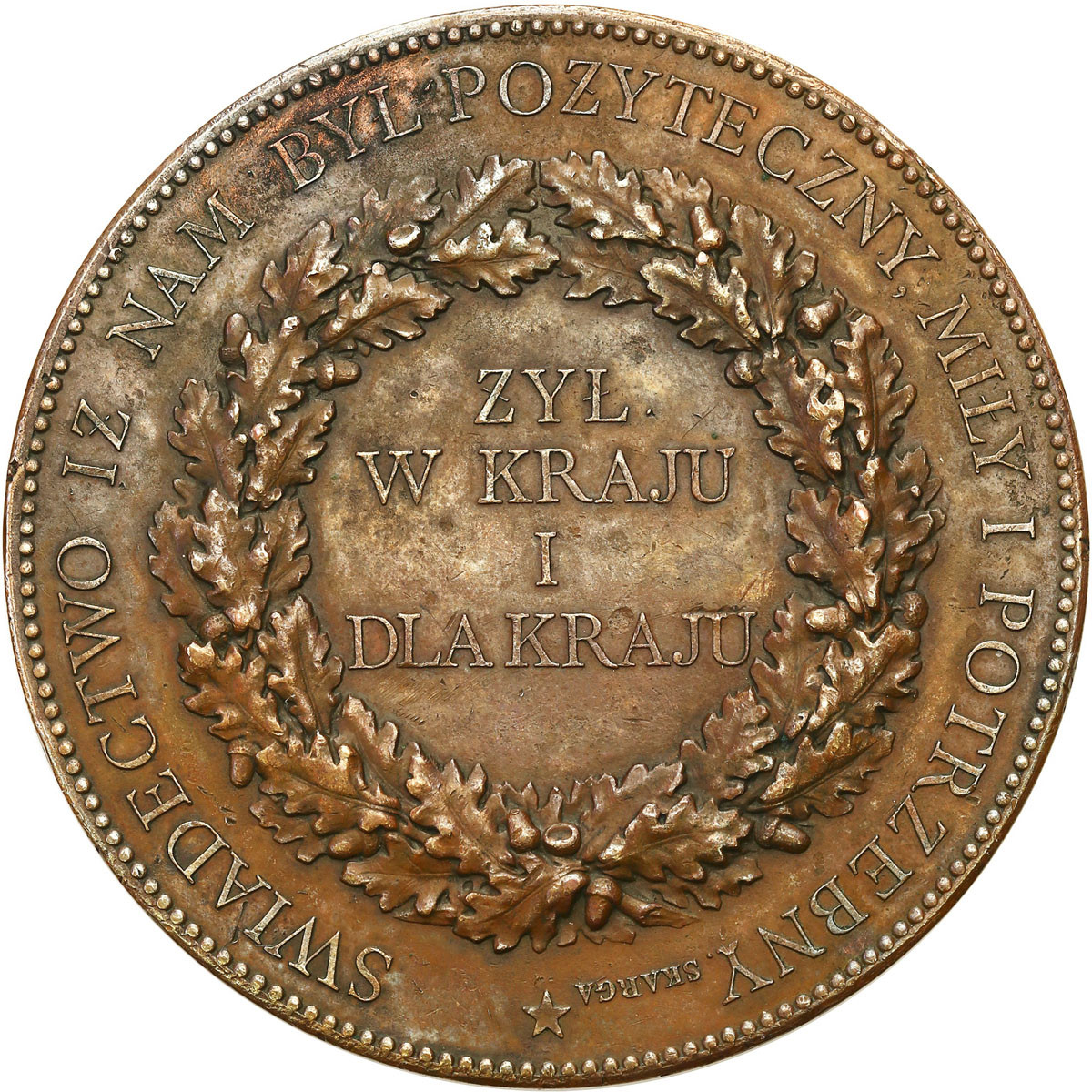 Polska pod zaborami. Medal 1872 z okazji śmierci Adama hrabiego Potockiego